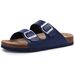 Crestar Classic Women's Cork Slippers Fashion Double Buckle Outdoor Beach Sandal Cork Footbed Leather Sandals Unisex Clogs Shoes_vogvips.com
