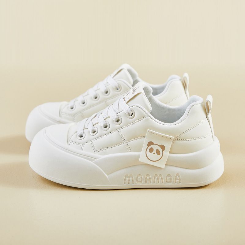 2025 Spring White New Korean Edition Ins Female Students Thick Soled Height Increasing Sports Board Shoes Casual Street_vogvips.com