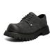 Buffny Men's Retro Work Boots - Breathable Oxford Shoes With Thick Sole For Casual Wear, Comfortable & Stylish (Black/White)_vogvips.com