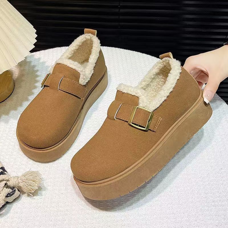 Thick-Soled Winter Fleece-Lined Warm Cotton 2025 New Snow Boots Short Low-Cut Furry Shoes For Women_vogvips.com