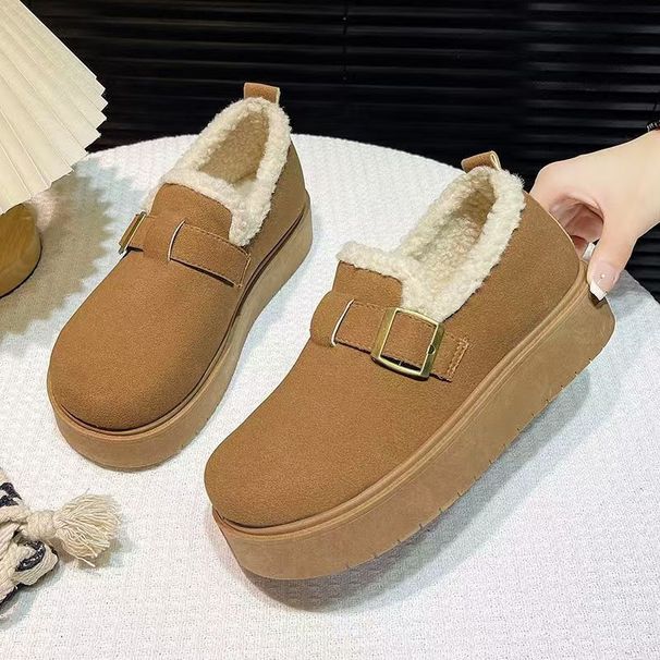 Thick-Soled Winter Fleece-Lined Warm Cotton 2025 New Snow Boots Short Low-Cut Furry Shoes For Women_vogvips.com