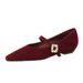 3686-K207 French Hepburn-style Commuting Shoes, Versatile Mary Jane With Rhinestone Buckle, Pointed Toe Single Shoes For_vogvips.com