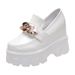 Women’s Shoes Rhinestones Inner Height Enhancing Shoes With Small Leather Shoes Thick Soled Platform Shoes One Step Loafers_vogvips.com