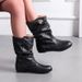 Chunky Stacked Boots For Women – Retro British Style Mid-Calf Wrinkled Leather Boots – Plus Size Comfortable Flat Ankle Boots_vogvips.com