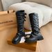 2024 Briish Syle Ruched Slouch Auumn Women's Thick Sole Slip-On Chunky Heel Over-he-Knee Long Boos Trendy Hollow_vogvips.com