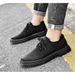Retro Style Men's Lace-up Martin Shoes Increase The Height Of Casual Fly-woven Light Mouth Round Head Leather Shoes Men_vogvips.com