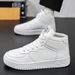 High Top White Men, Autumn New Breathable For Male Students, Trendy And Versatile Thick Soled Sports, Casual Board_vogvips.com