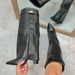 Cross-Border Foreign Trade Pointed Toe Tube Straight Metal Buckle Mid-Calf Large Size Chunky Heel Trouser Women's Boots_vogvips.com