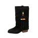 Women's Winter High Heeled Slip-On Trouser Boots Beaded Pointed Toe Suede Mid Calf Plus Size Pleated Shoes_vogvips.com