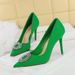 18249-K62 European And American Fashion Party Pointed Toe Stiletto Shallow Mouth Satin Rhinestone Ultra High Heels_vogvips.com