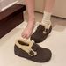 New Large Cotton Mary Jane Hairy Shoes, Worn With Outer Toe Caps_vogvips.com