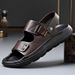 New Summer Outdoor Sandals For Men Cual Sport Slippers Non-slip Leather Beach Breathable Wading Aqua Shoes Man_vogvips.com