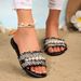Women's Shoes New Fashion Slippers With Buckle, Versatile Solid Color Metal Decoration, Round Toe, Pearl Chain, Flat_vogvips.com