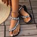 New Summer Flat Round Toe Crystal Strap Sandals & Slides - Perfect For Beach And Everyday Wear_vogvips.com