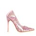 Women's Sexy Stiletto Heel Pumps Pink Printed Low Mouth Transparent Fashion Single Shoes 11 Cm_vogvips.com