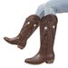 Women's Embroidered Round Toe Chunky Heel Mid-Calf Boots Stylish Casual Riding Boots For Daily Wear Holiday Fashion Daily Women's Boots_vogvips.com