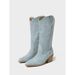 Vintage Embroidered Cowboy Boots For Women - Pointed Toe Western Riding Boots With Chunky Heel, Retro Distressed Leather_vogvips.com