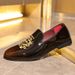Leather Embroidered Loafers, One Foot Business Leather Men's Shoes, Trendy High-end, Breathable And Odorless Feet_vogvips.com