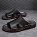 Men's Summer Trendy Slip And Anti Odor Slippers, Men's Cool Slippers Made Of Genuine Leather, Worn In A Straight Line_vogvips.com