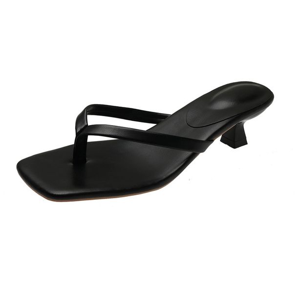 European And American Fashion Clip-On Flip-Flops 2026Summer New Fairy Style Square Toe Stiletto Heel Sandals For Women_vogvips.com