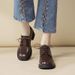 Comfortable Soft British Style Women's New Chunky Heel Single Shoes Spring Autumn Lace-up Patent Leather Versatile_vogvips.com
