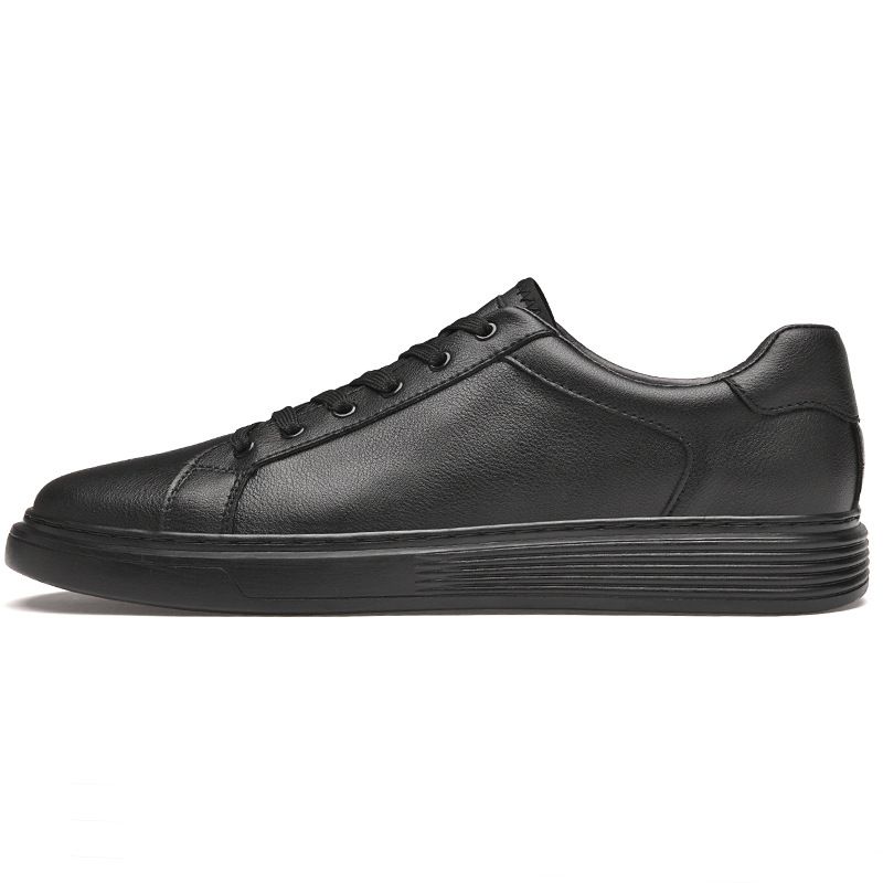Men's Board Shoes Two-layer Cowhide Lace-up Breathable Mesh Men's Casual Shoes Cool Little White Shoes_vogvips.com