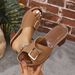 Women's Shoes Large Size Mid Heel Metal Buckle Fish Mouth One Strap Slippers Summer Open Toed Outdoor Rocker Shoes_vogvips.com