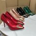 Metal Decorative Snakeskin Pattern Solid Color Fashion Shallow Women S High Heels_vogvips.com