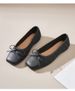 French-style Elegant Women's Shoes For Spring Autumn, Vintage Woven Patchwork Ballet Flats With Bow And Square Toe_vogvips.com