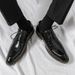 Pointed Business Formal Glossy New Fashion Korean Style Trendy Casual Leather Shoes For Men Lace-up_vogvips.com