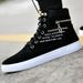 Men's High-Top Canvas Sneakers - Casual Fashion Shoes With Breathable Mesh Lining, Cushioned Comfort (Black, Navy, Khaki, Burgundy)_vogvips.com