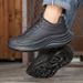 Black Men's With Leather Surface, Soft Shock Absorption, Casual Sports Thick Sole, Height Increasing, Versatile, Student_vogvips.com