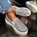 Women S Rhinestone Flats Comfort Thick Sole Slip On Casual Shoes Woman Fashion Gold Silver Glitter Platform Loafers_vogvips.com