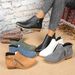 Winter Pointed Toe Ankle Boots For Women Side Zipper Low Heel Chunky Martin Boots Plus Size New Style Export_vogvips.com