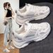 Women's New Style Height Increasing Slimming Dad Lightweight Breathable Sneakers Internet Celebrity White Fashion_vogvips.com