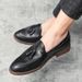Pointed Toe casual leather shoes men's wedding shoes brogue tassel slip-on height increasing men's shoes tendon bottom hair stylist fashion shoes_vogvips.com