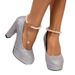 Foreign Trade Hot Selling Glitter Material High Women S Shoes Thick Heel Pointed Toe Fashion European And American Style_vogvips.com