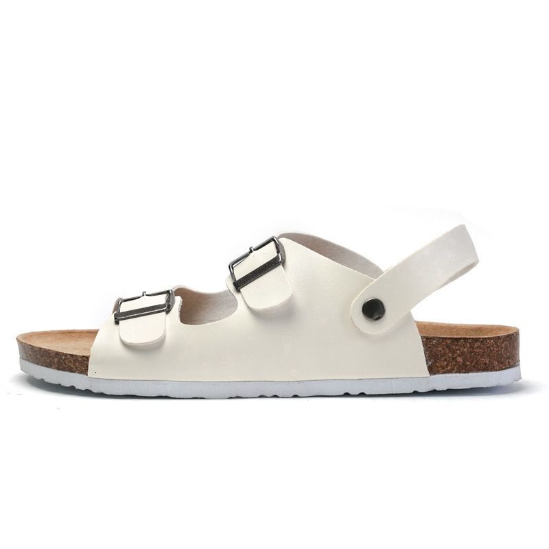 Dual Cork Footbed Adjustable Metal Buckle Convertible Back Strap Flat Slide Sandals For Men Women Summer Outdoor Casual_vogvips.com