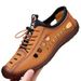 Summer Men's Casual Versatile Sandals, Perforated Wear-resistant Cowhide Comfortable Soft Sole, Breathable Shoes, New_vogvips.com