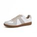 Cowhide Training Shoes With Hidden Wedge For Women, Genuine Leather White Sneakers, Height Increasing Sports Casual_vogvips.com