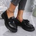 Black Loafers Women Niche Bow Platform Small Leather Shoes Vintage Single Shoes_vogvips.com