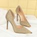 Ethnic Pointed Head Shallow Mouth Hollow High Heels Women's Thin Heel Iron Head Metal Decorative Satin Single Shoes_vogvips.com