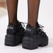 Chunky Platform High-Top Lace-Up Shoes For Women - Fashionable PU Leather Round Toe Boots With Metal Accents & Thick Rubber Sole_vogvips.com