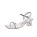 Silver Crystal Sandals For Women 2024 Summer Dress Fairy Style Square Toe Chunky Heel One Strap Outdoor High Heels_vogvips.com