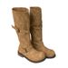 Street Style Hot Girl! Retro Distressed Tube Motorcycle For Women, Chunky Heel Mid-Calf Boots, Workwear Over-The-Knee_vogvips.com