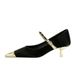 Fashion elegant light luxury party women's shoes medium heel shallow mouth pointed metal chain with a single shoe_vogvips.com