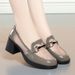 Popular Women's Loafers With Thick Chunky Square Heels, Breathable Leather, Soft Soles, Summer New Style, Ultra-soft_vogvips.com