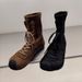 Women Boxing Boots XJ Women's Shoes 25 Autumn Winter Fashion Stretch Fabric Patchwork Suede Round Toe Lace-Up Slip-On Flat Boxing Short_vogvips.com