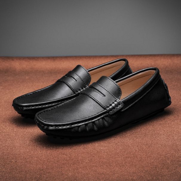 Men's Bean Shoes Casual Leather Shoes Big Size Lazy Man A Pedal Drive_vogvips.com