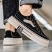 Men's Platform Corduroy Sneakers Breathable Non Slip Lace Up Casual Skate Shoes_vogvips.com